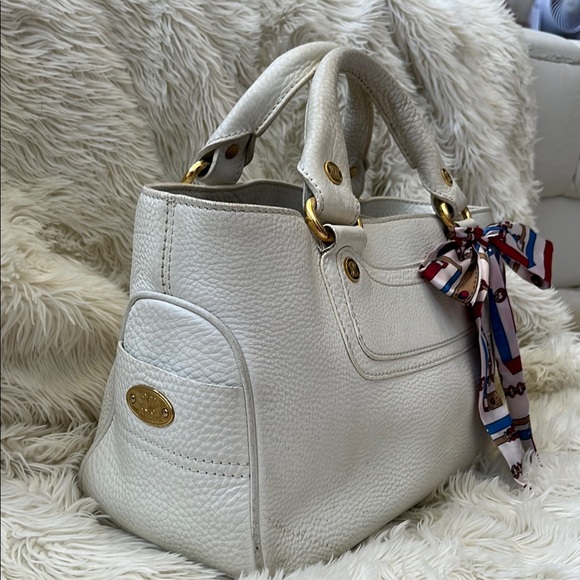 Celine Boogie White Tote Bag  with Scarf Accent 15x7x5 - Picture 2 of 12